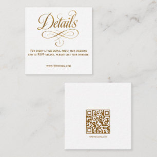 Gold Calligraphy QR Wedding Details Card