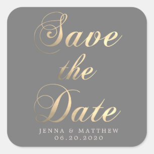 Gold Calligraphy Save the Date Sticker