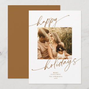 Gold Calligraphy Script Holiday Photo Card