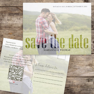 Gold Calligraphy Script Photo QR Code Budget  Announcement Postcard