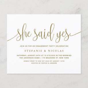 Gold Calligraphy She Said Yes Engagement Party