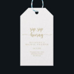 Gold Calligraphy Sip Sip Hooray Bridal Shower   Gift Tags<br><div class="desc">These gold calligraphy sip sip hooray bridal shower gift tags are perfect for a rustic wedding shower. The simple and elegant design features classic and fancy script typography in gold.</div>