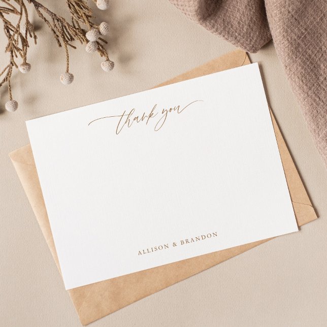 Gold Calligraphy Thank You Personalized Stationery Card (Creator Uploaded)
