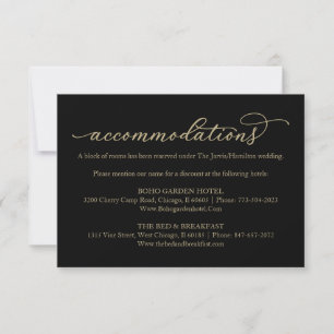 Gold Calligraphy Wedding Hotel Accommodations RSVP Card