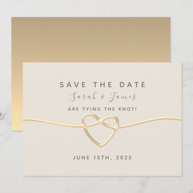 Gold Calligraphy Wedding Save The Date (Front/Back)