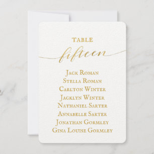 Gold Calligraphy Wedding Seating Chart Card
