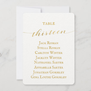 Gold Calligraphy Wedding Seating Chart Card
