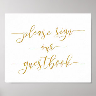 Gold Calligraphy Wedding Sign Our Guest Book