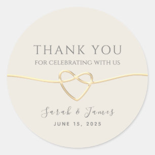 Gold Calligraphy Wedding Thank You Classic Round Sticker