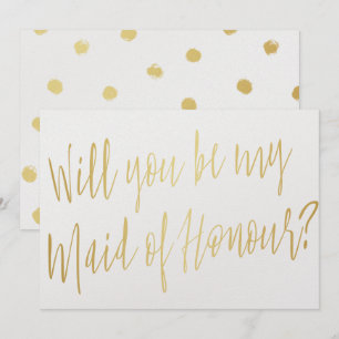 Gold Calligraphy "Will you be my maid of honor" Invitation