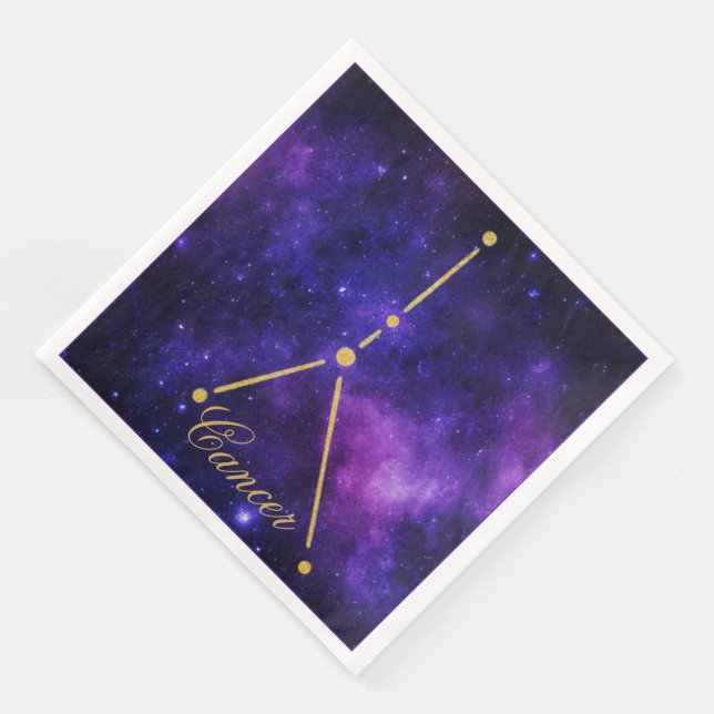 Gold Cancer Constellation on Dark Galaxy | Napkin (Corner)