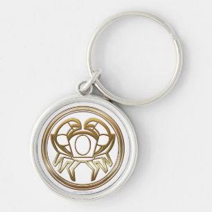 Gold Cancer Zodiac Crab Astrology Sign Keychain
