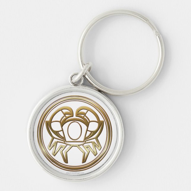 Gold Cancer Zodiac Crab Astrology Sign Keychain (Front)