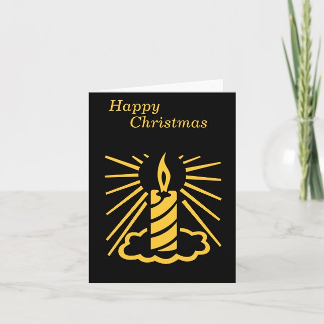 gold candle graphic design black christmas holiday card (Front)