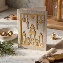 Gold Candle Sparkle Papercut Merry Christmas