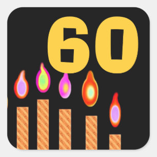 Gold Candles 60th Birthday Square Sticker