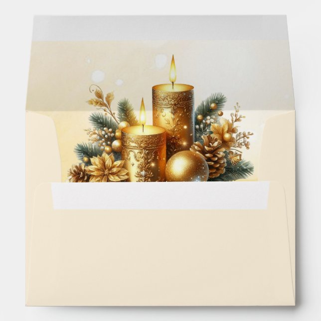 Gold Candles Christmas Holiday Envelope (Back (Bottom))