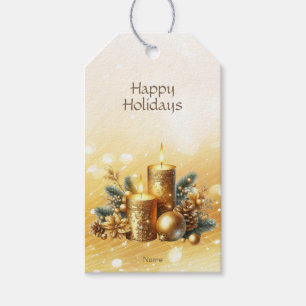 Gold Candles Christmas Holiday Gift Tag