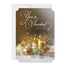 Gold Candles Christmas Party Elegant Holiday