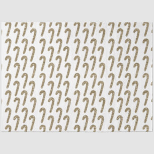 Gold Candy Canes Whimsical White Christmas Tissue Paper