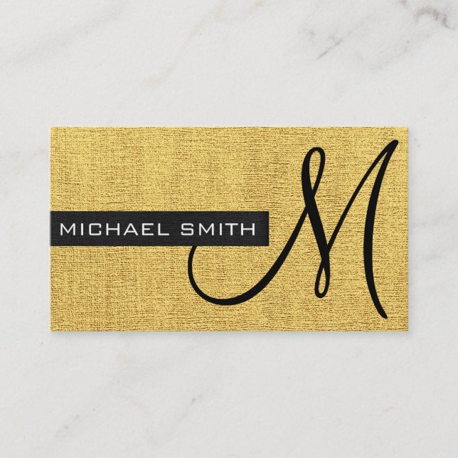 Gold Canvas Elegant Monogram Business Card (Front)