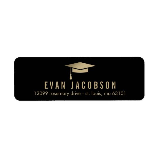 Gold Cap EDITABLE COLOR Graduation Address Label