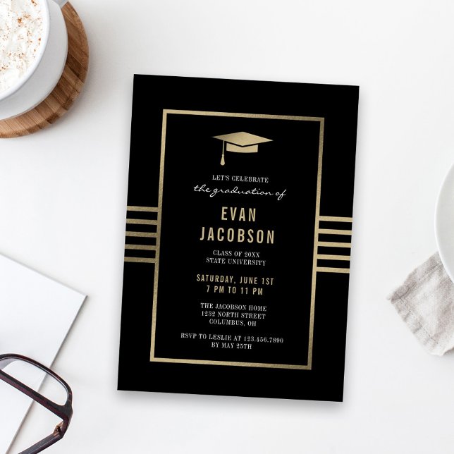 Gold Cap EDITABLE COLOR Graduation Invitation (Creator Uploaded)