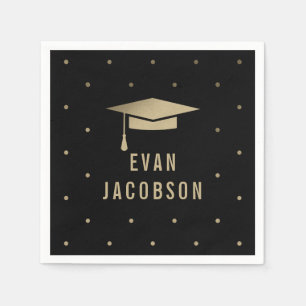 Gold Cap EDITABLE COLOR Graduation Napkins