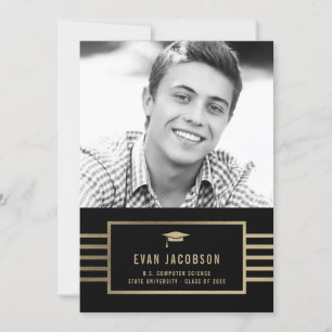 Gold Cap EDITABLE COLOR Graduation Photo Invitation