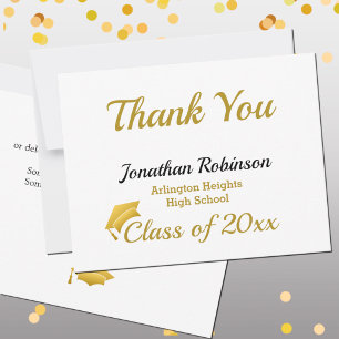 Gold Cap Graduation Thank You Card