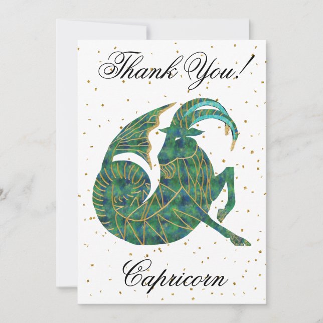 Gold Capricorn 1st Birthday & Big Photo Thank You (Front)