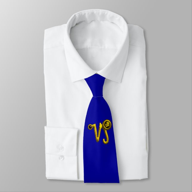 GOLD CAPRICORN ZODIAC JEWEL Blue Tie (Tied)