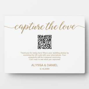 Gold Capture the love QR code wedding photo share Plaque
