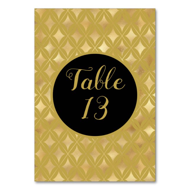 Gold Carnival Harlequin Diamonds  Table Number (Back)