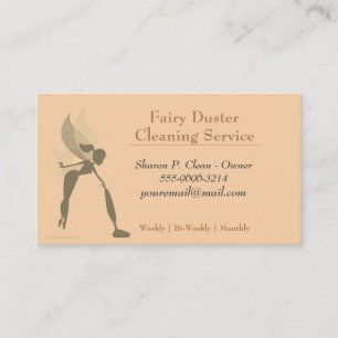 Gold Cartoon Fairy Girl House Cleaning Service Bus Business Card