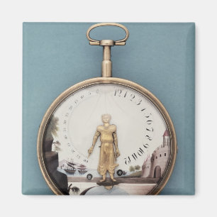 Gold cased bras-en-l'air pocket watch magnet