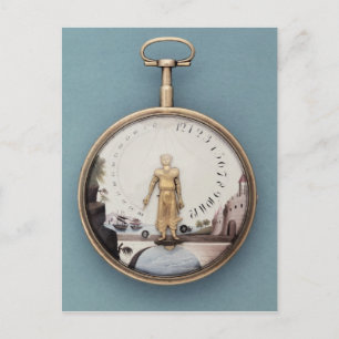 Gold cased bras-en-l'air pocket watch postcard