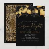 Gold Casino Night Party Invitations