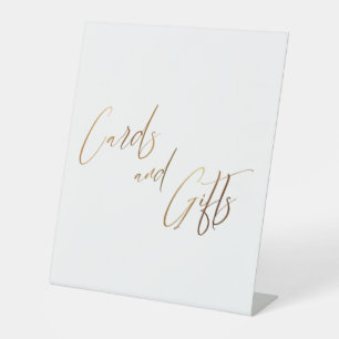 Gold Casual Handwriting Cards & Gifts Pedestal Sig Sign