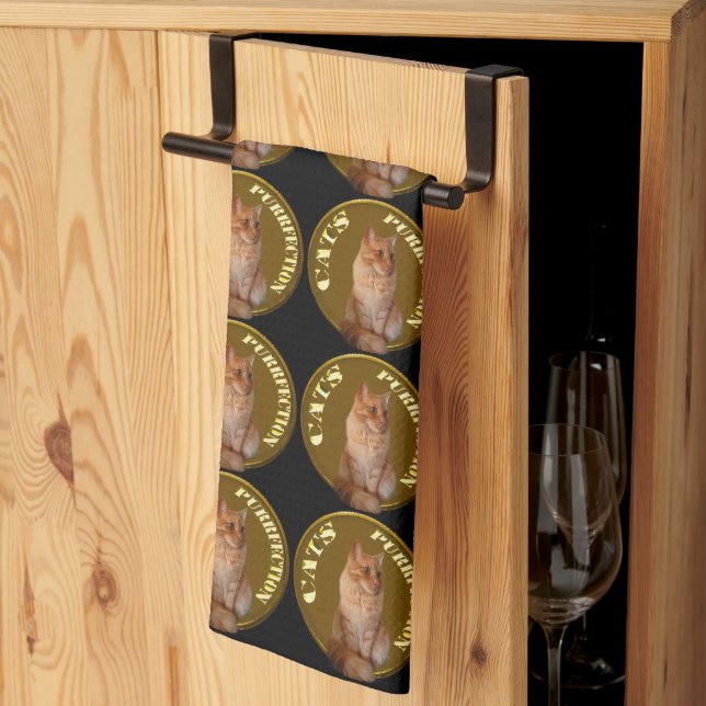 Gold Cat Coins With Ginger Cat,  Kitchen Towel (Thirds Fold)