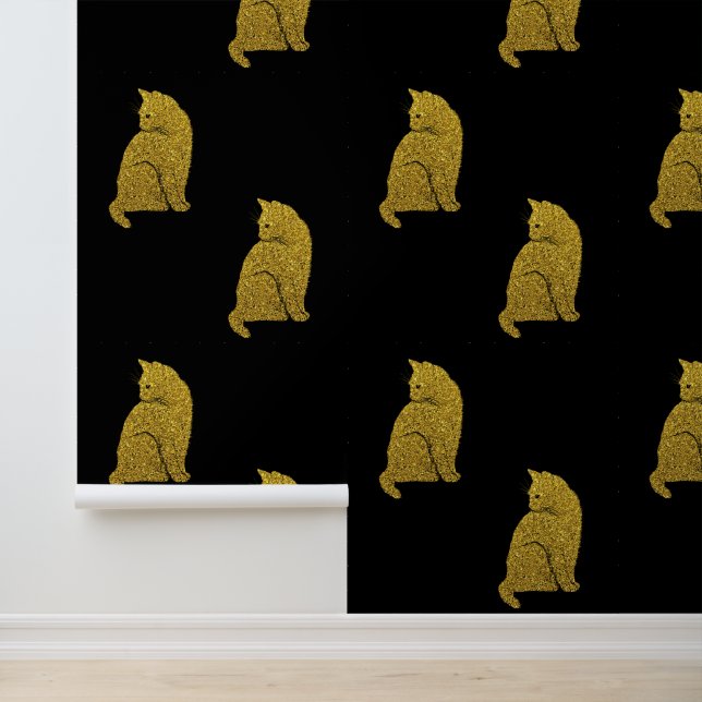 Gold Cat Custom Colour Black Wallpaper (Application)