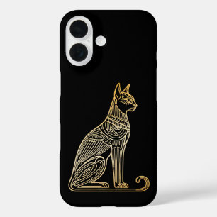 Gold Cat Illustration for Cat lovers Lineart style iPhone 16 Case