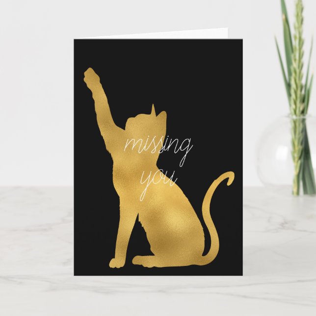Gold Cat Missing You Card (Front)