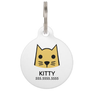 Gold Cat, Personalized Pet Details & QR Code Pet Tag