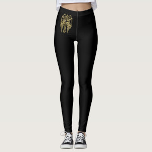 Gold catholic cross with wings leggings