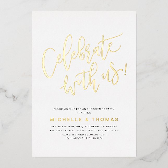 Gold Celebrate With Us Script  Modern Simple (Front)