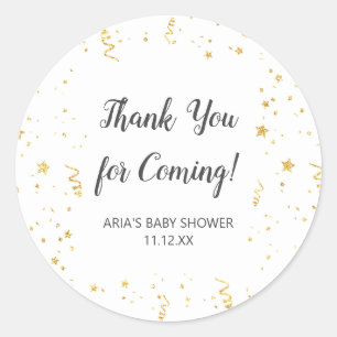Gold Celebration Baby Shower Favour Classic Round Sticker