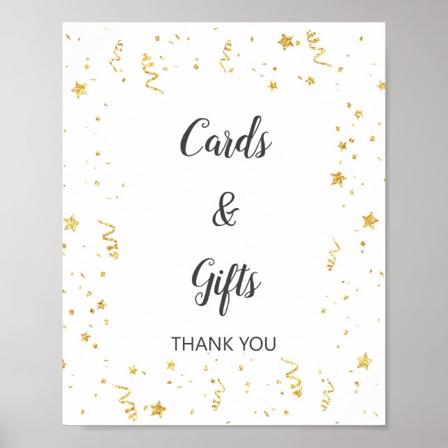 Gold Celebration Cards & Gifts Sign (Front)