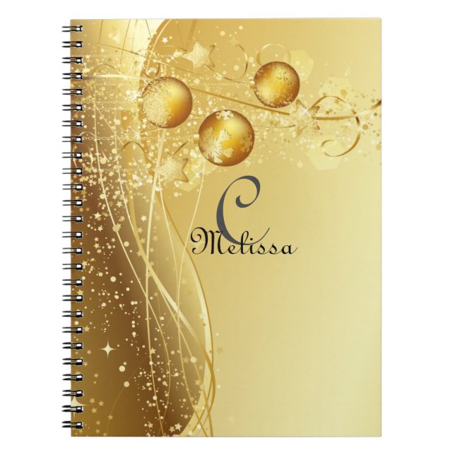 Gold Celebration Custom Monogram Name  Notebook (Front)