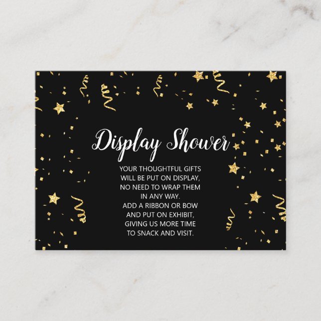 Gold Celebration on Black Display Shower Enclosure Card (Front)